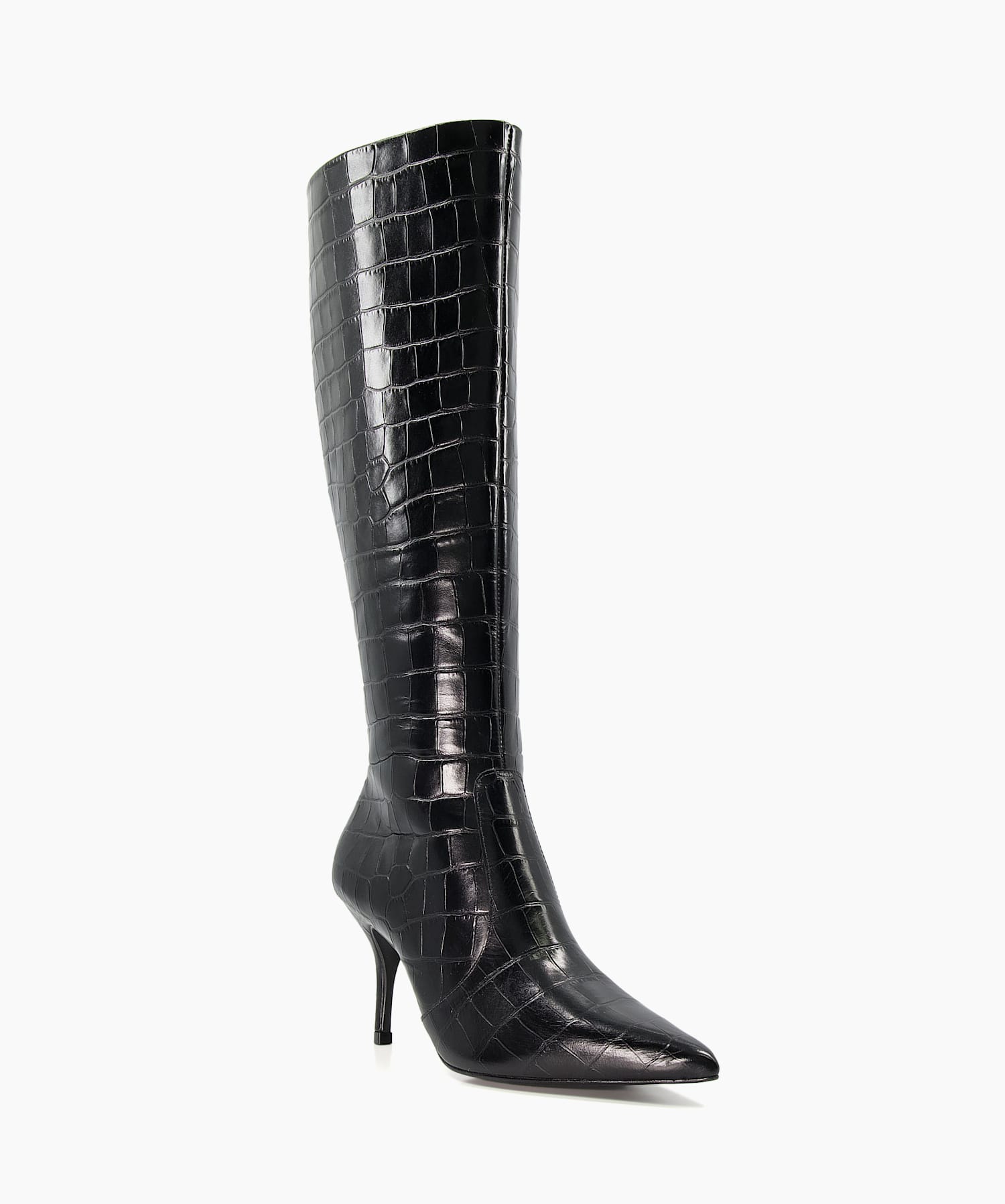 Black croc boots shop knee high
