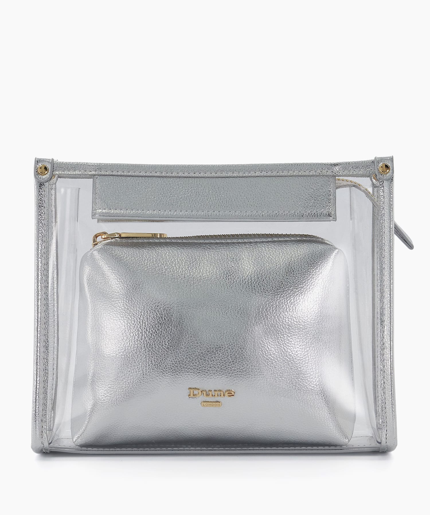 Swayze Silver Multifunctional Metallic Vinyl Cosmetic Bag Dune