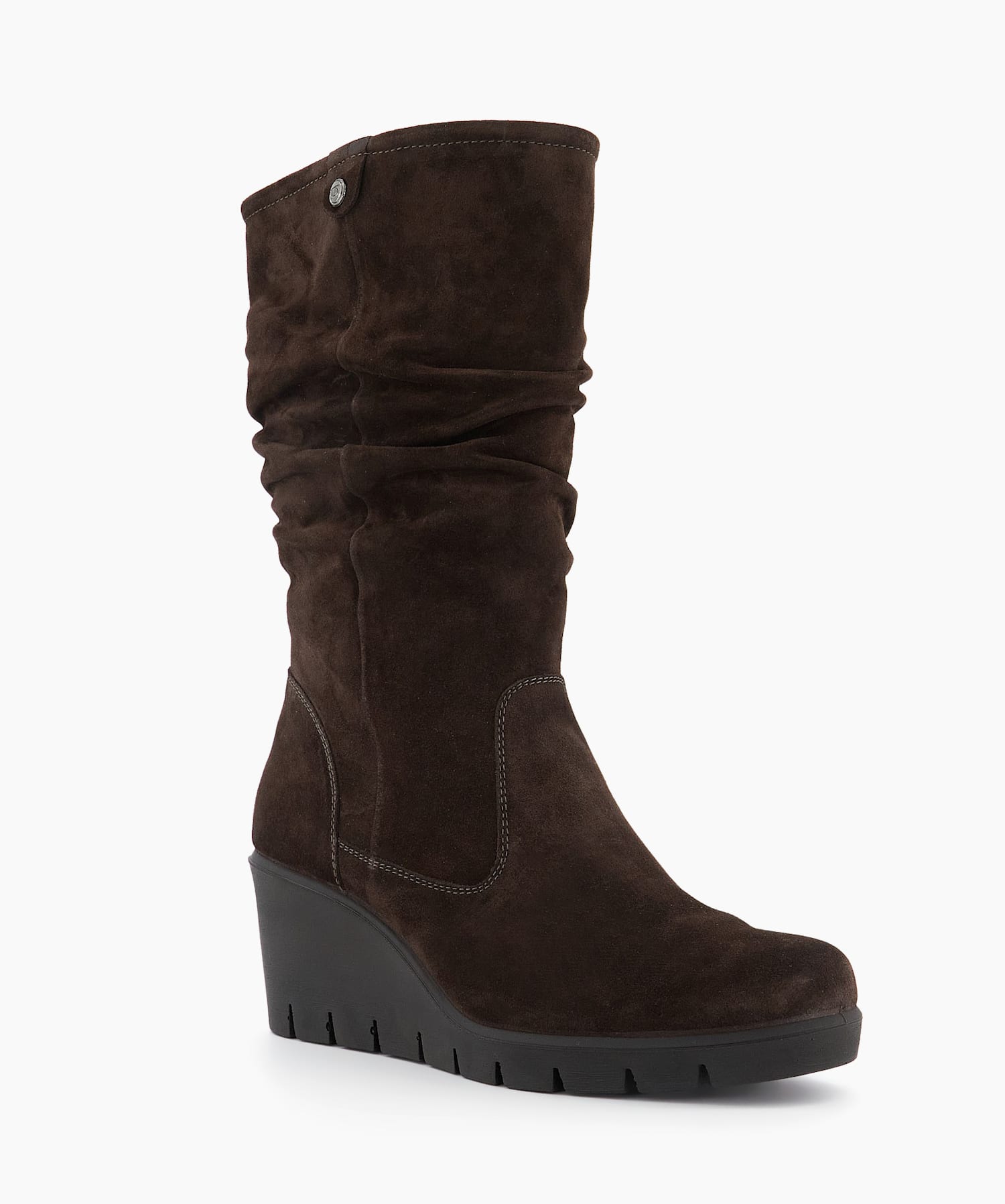 Brown suede wedge booties discount