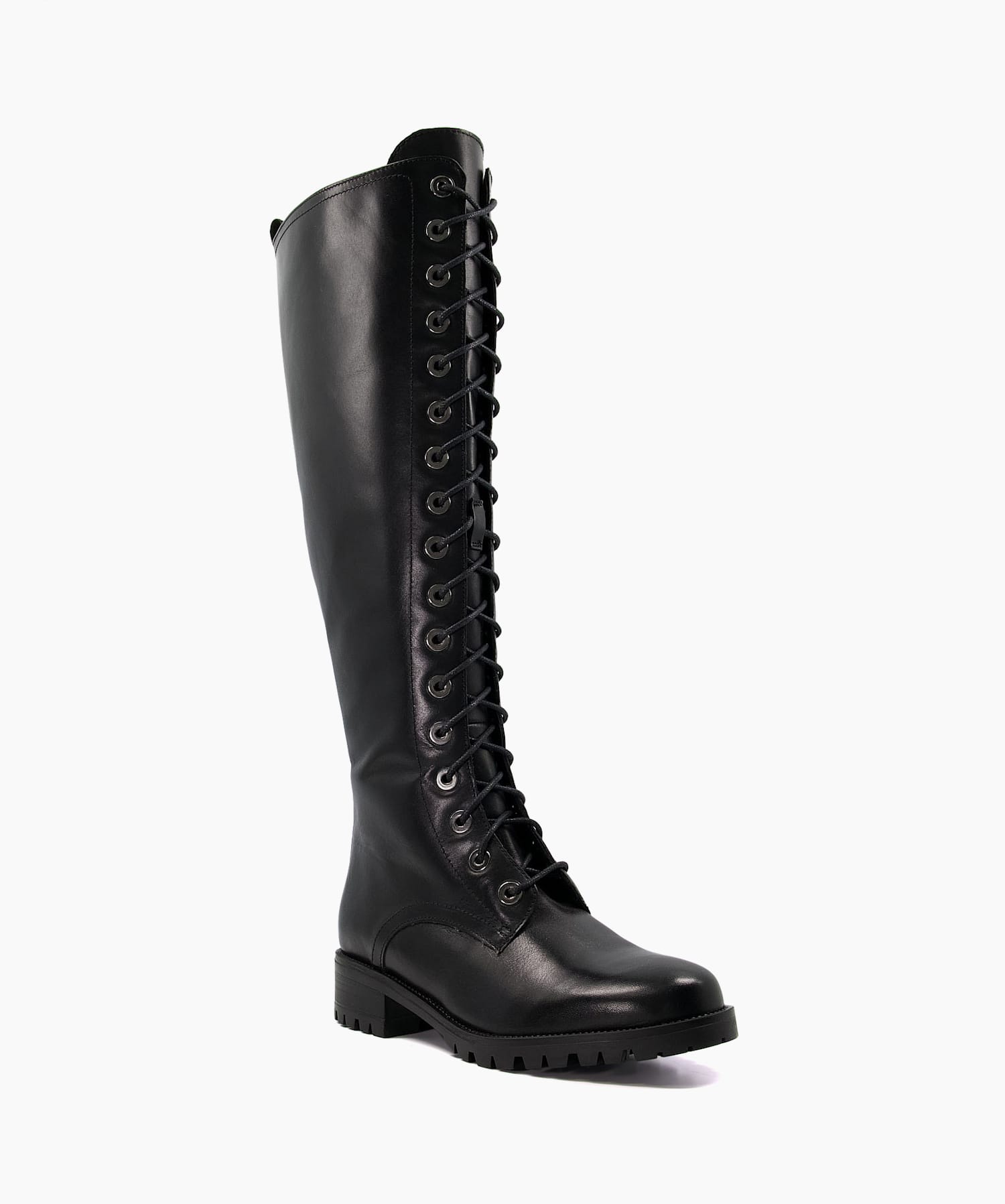 Black knee high boots lace up back top