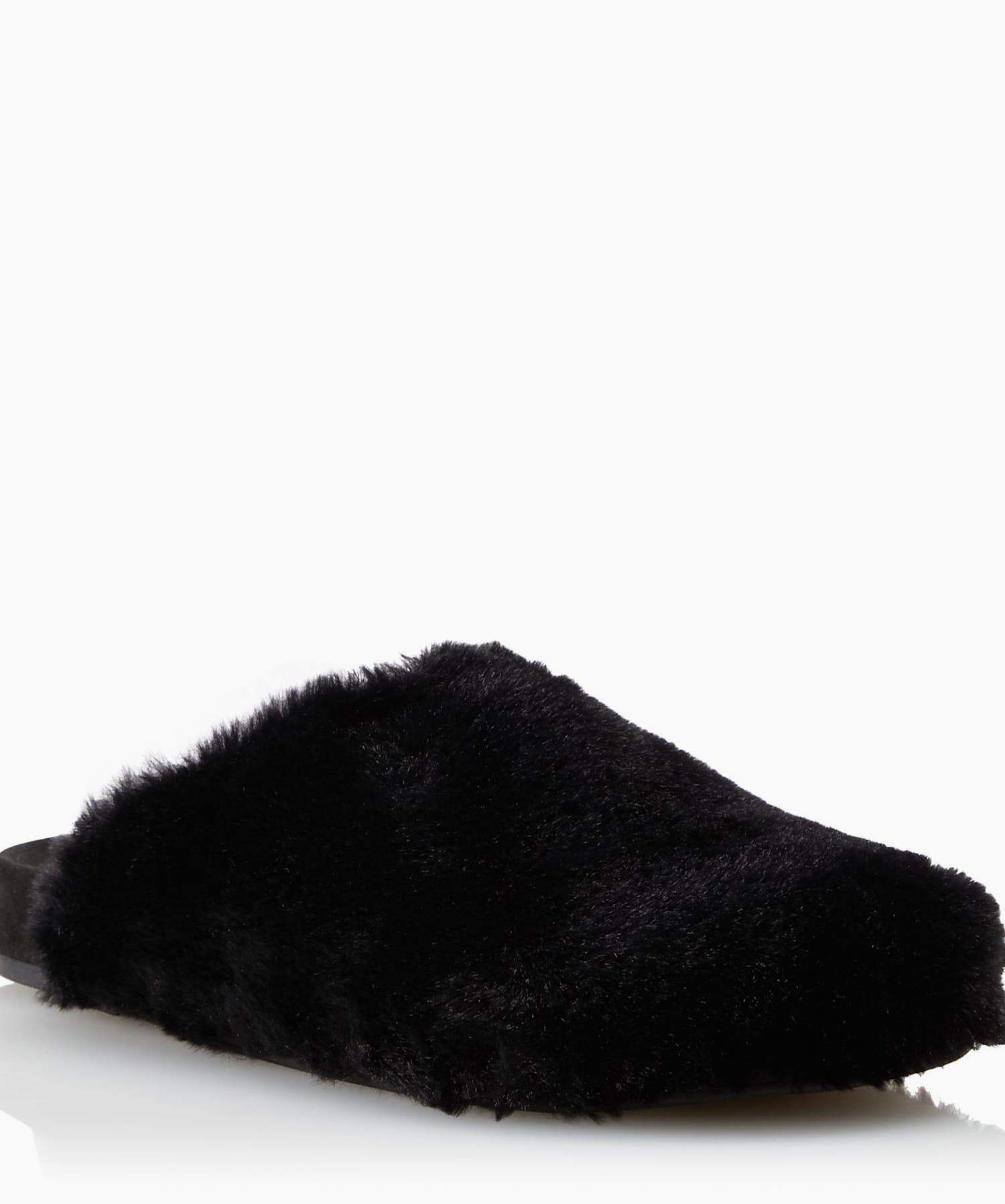 Womens black faux fur slippers store