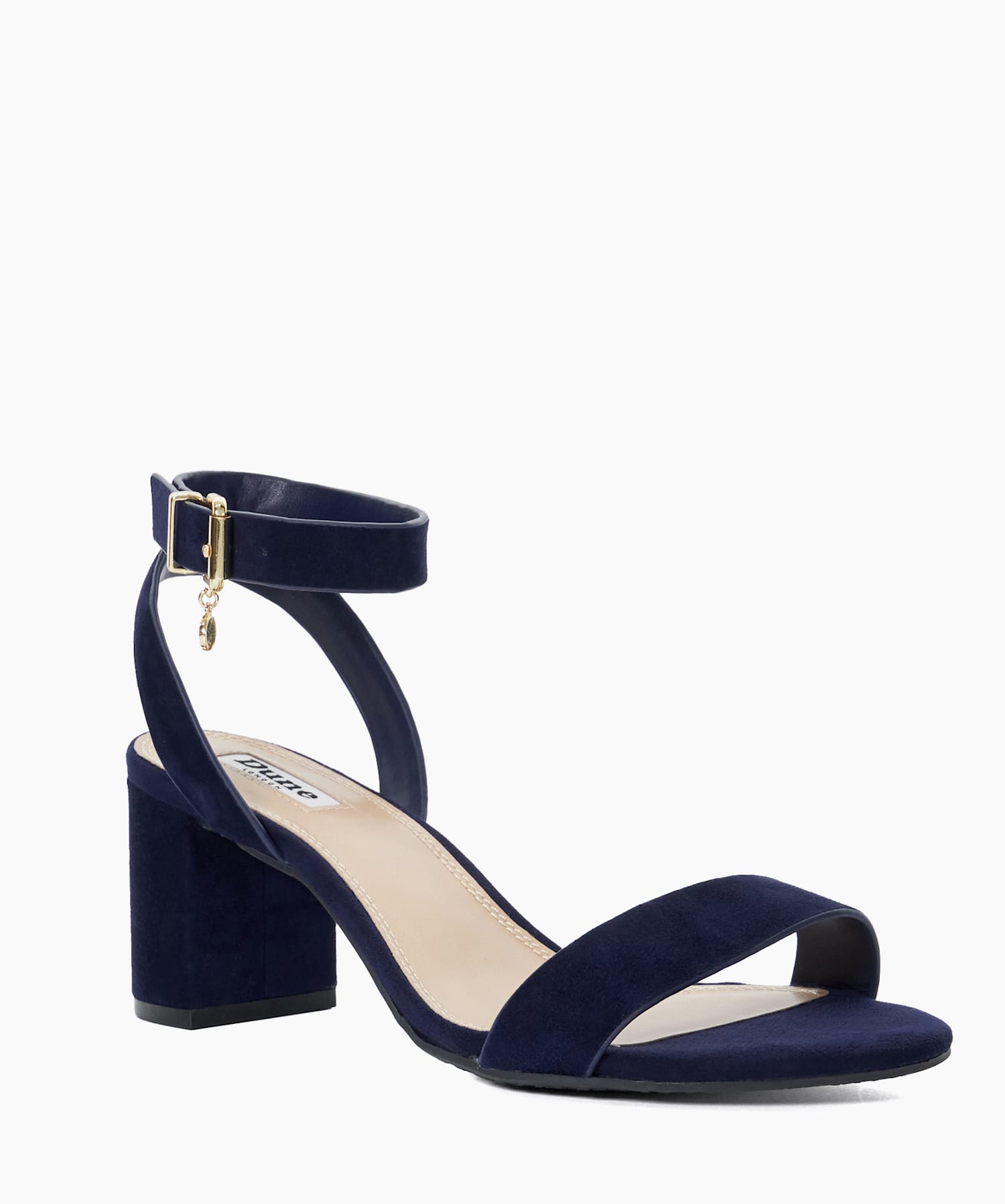 Memee Navy Wide Fit Mid Block Heel Sandals Dune London