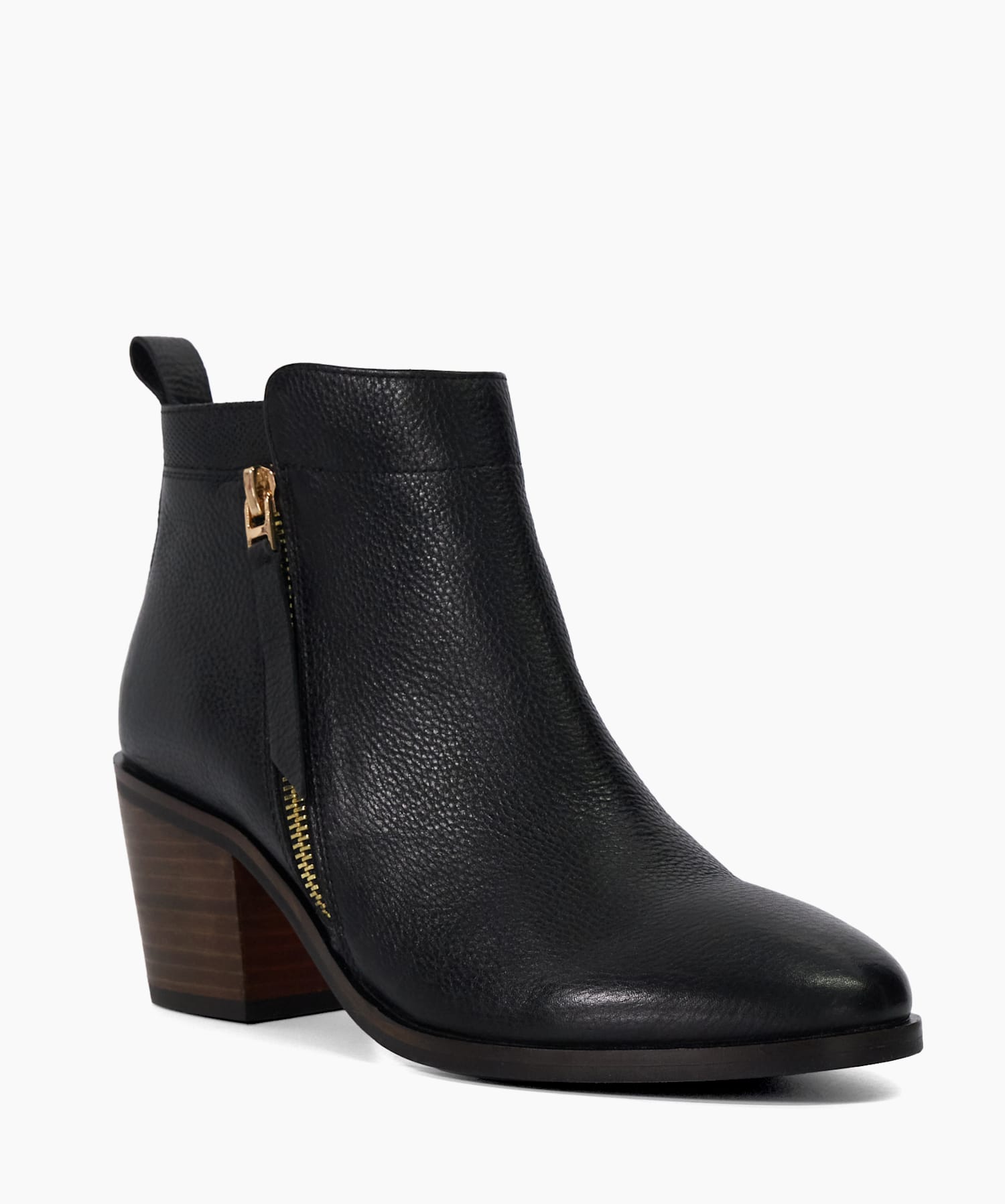 Paicing Black Block Heel Side Zip Boots Dune London