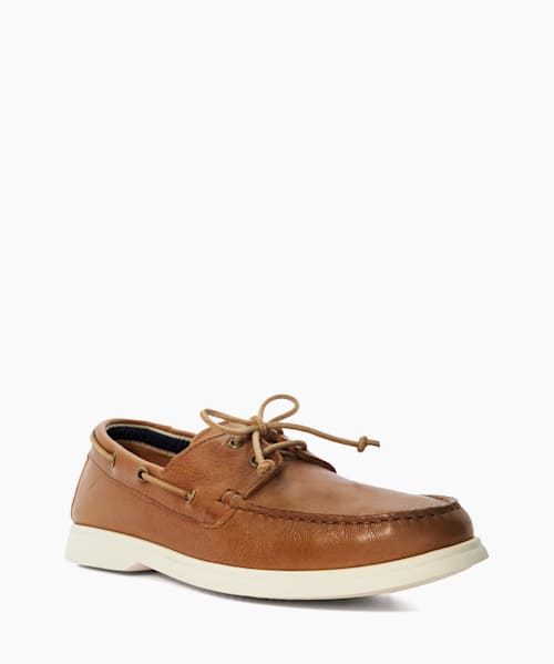 Belongs Tan, Leather Boat Shoe | Dune London