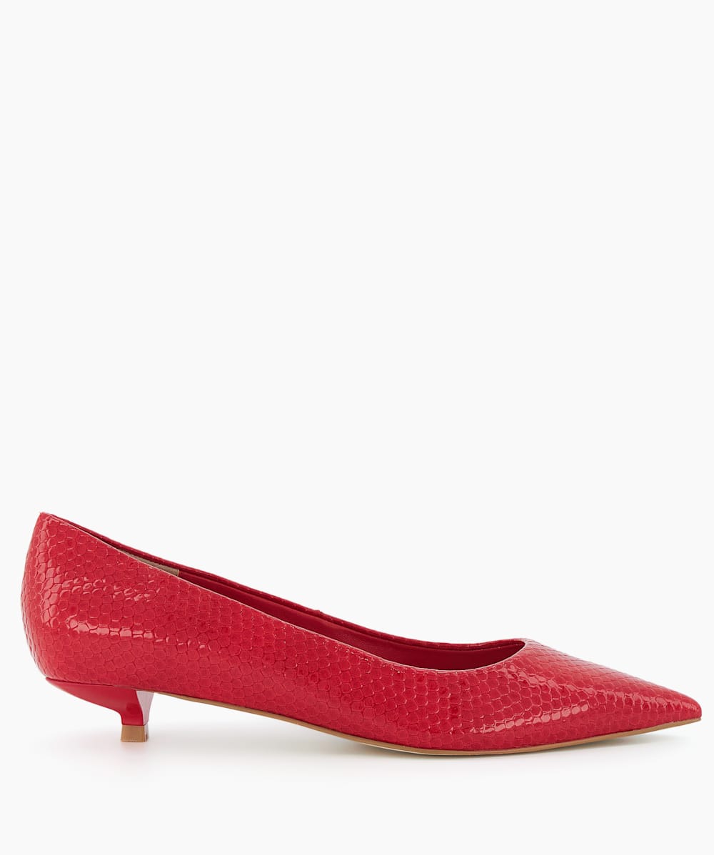 Red kitten heel pumps hotsell