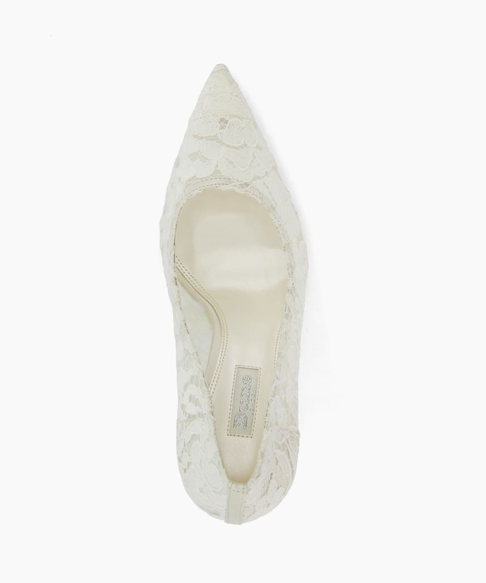 Adoring Ivory Floral Lace Wedding Shoes Dune London