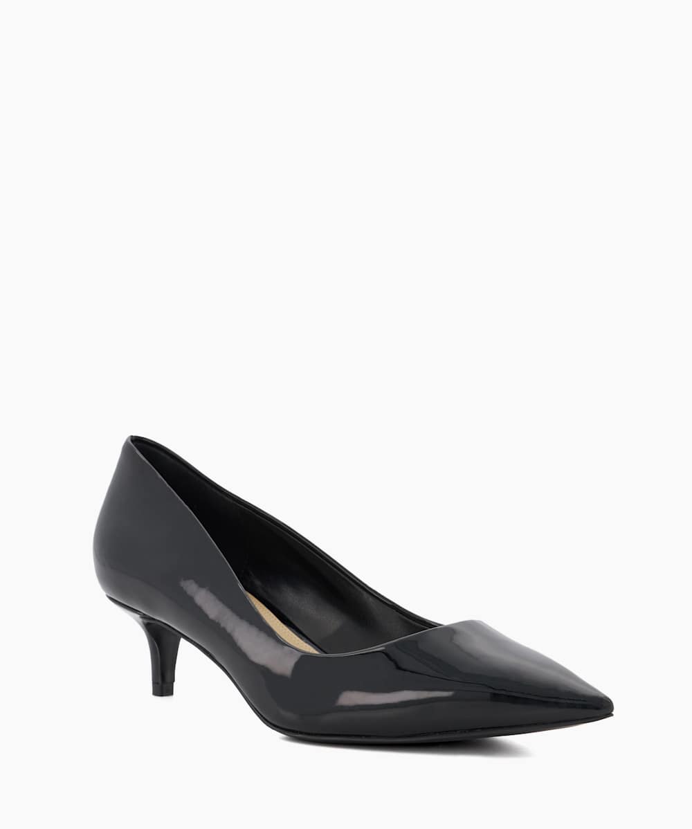 Advanced Black Patent Low Stiletto Heeled Court Shoes Dune London