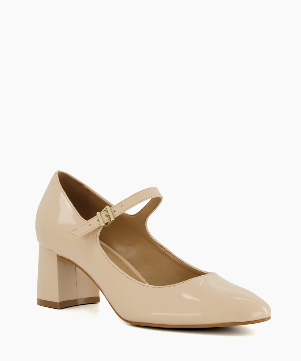Nude patent block heel shoes discount