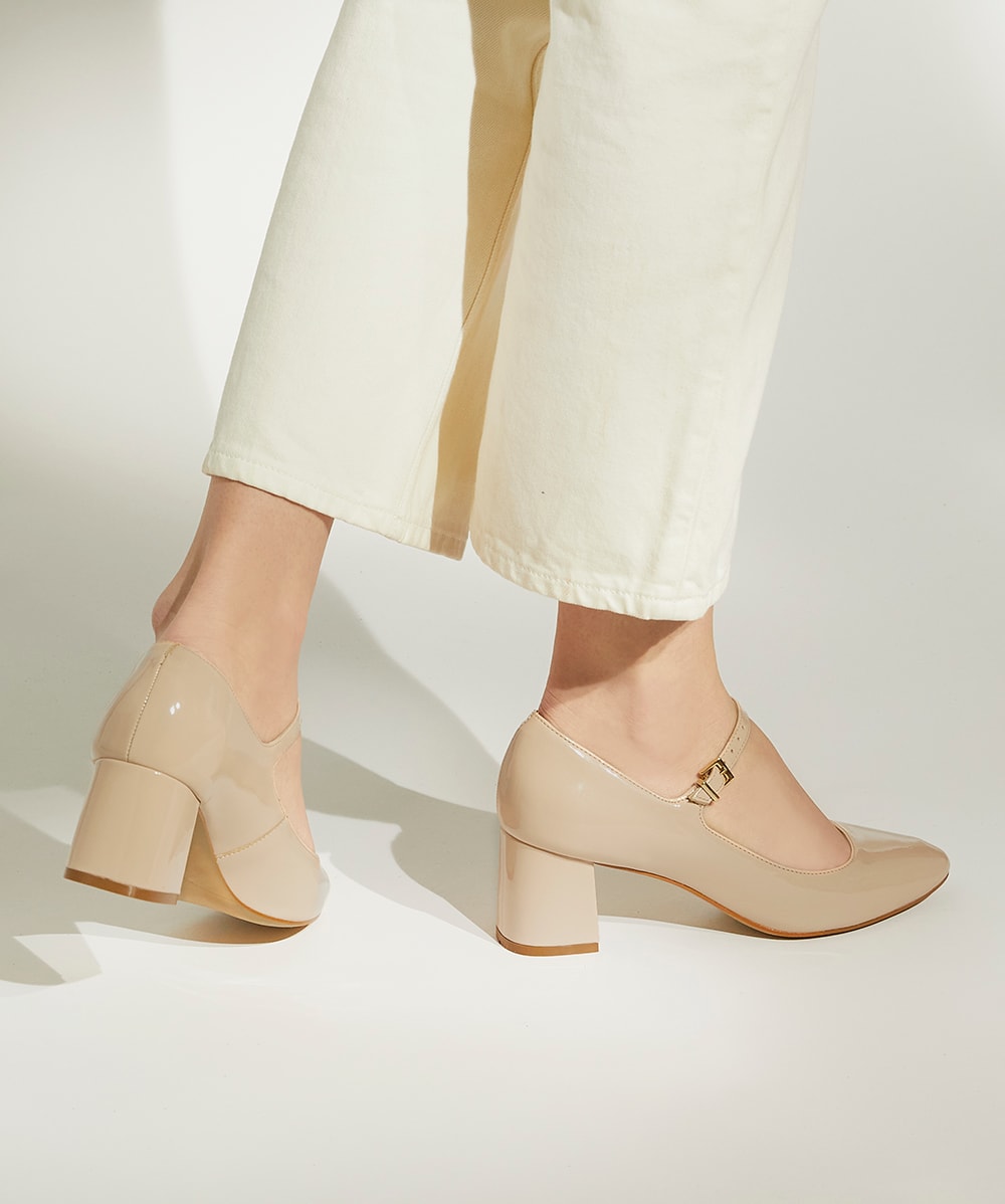 Nude block heel pumps best sale