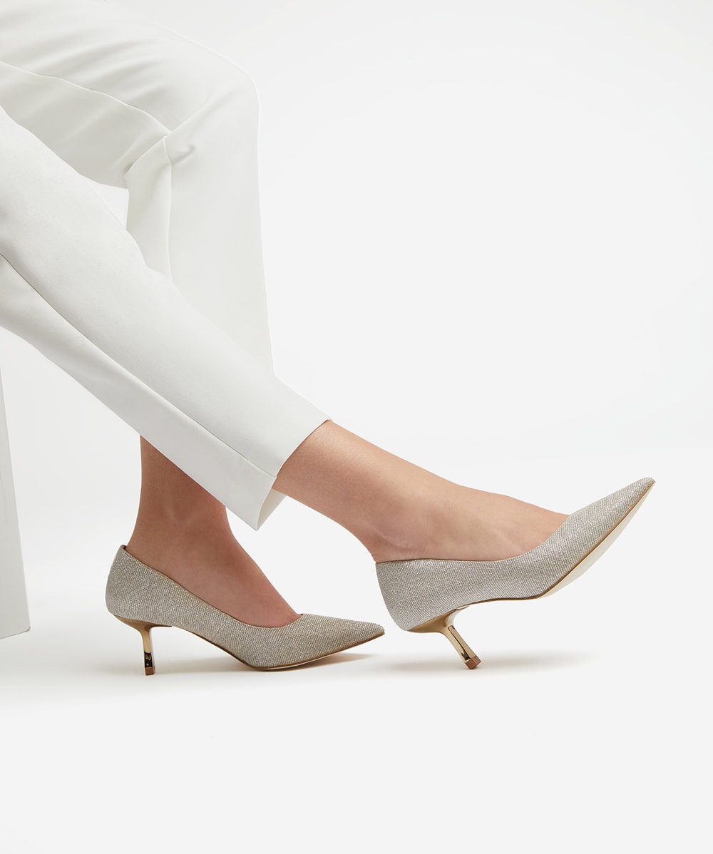 Anastasia Gold Mid Heel Court Shoes Dune London