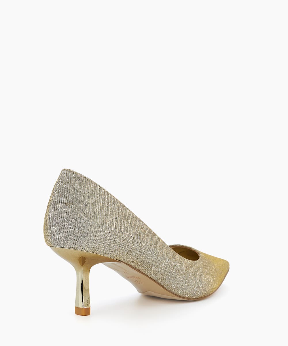 Gold mid shop heel shoes