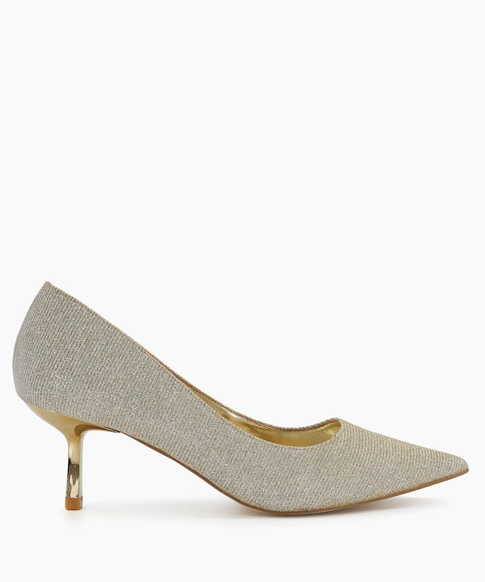 Gold kitten heel court shoes 2025