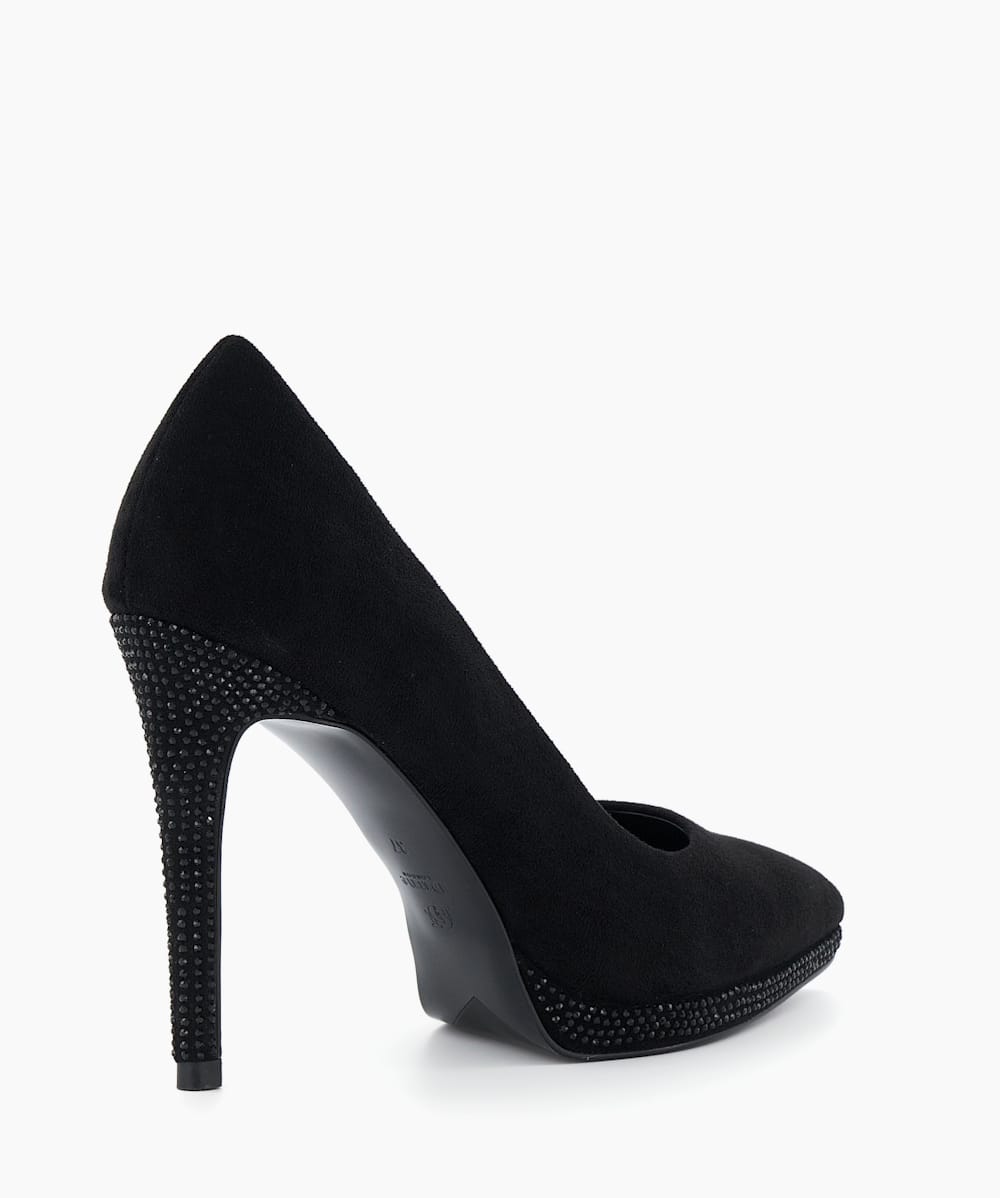 Appleton Black Diamante Trim Stilletto Court Shoes Dune London