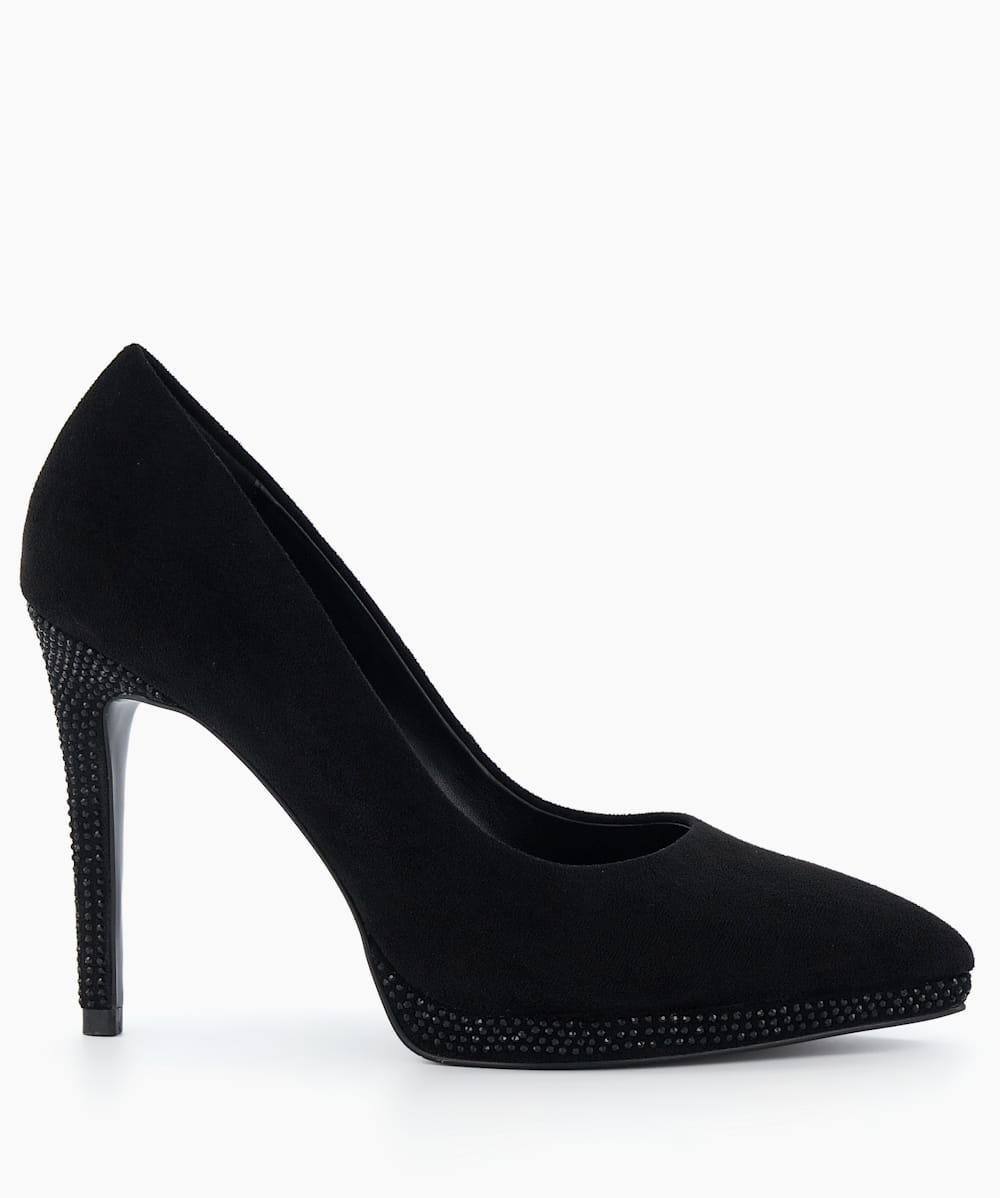 Appleton Black Diamante Trim Stilletto Court Shoes Dune London