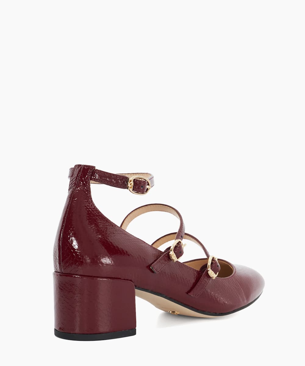 Burgundy court shoes low heel discount