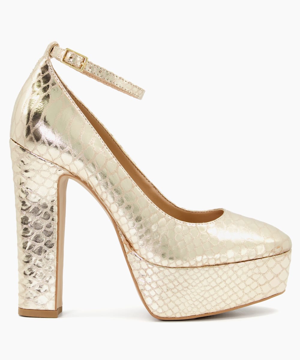 Gold ankle heels sales