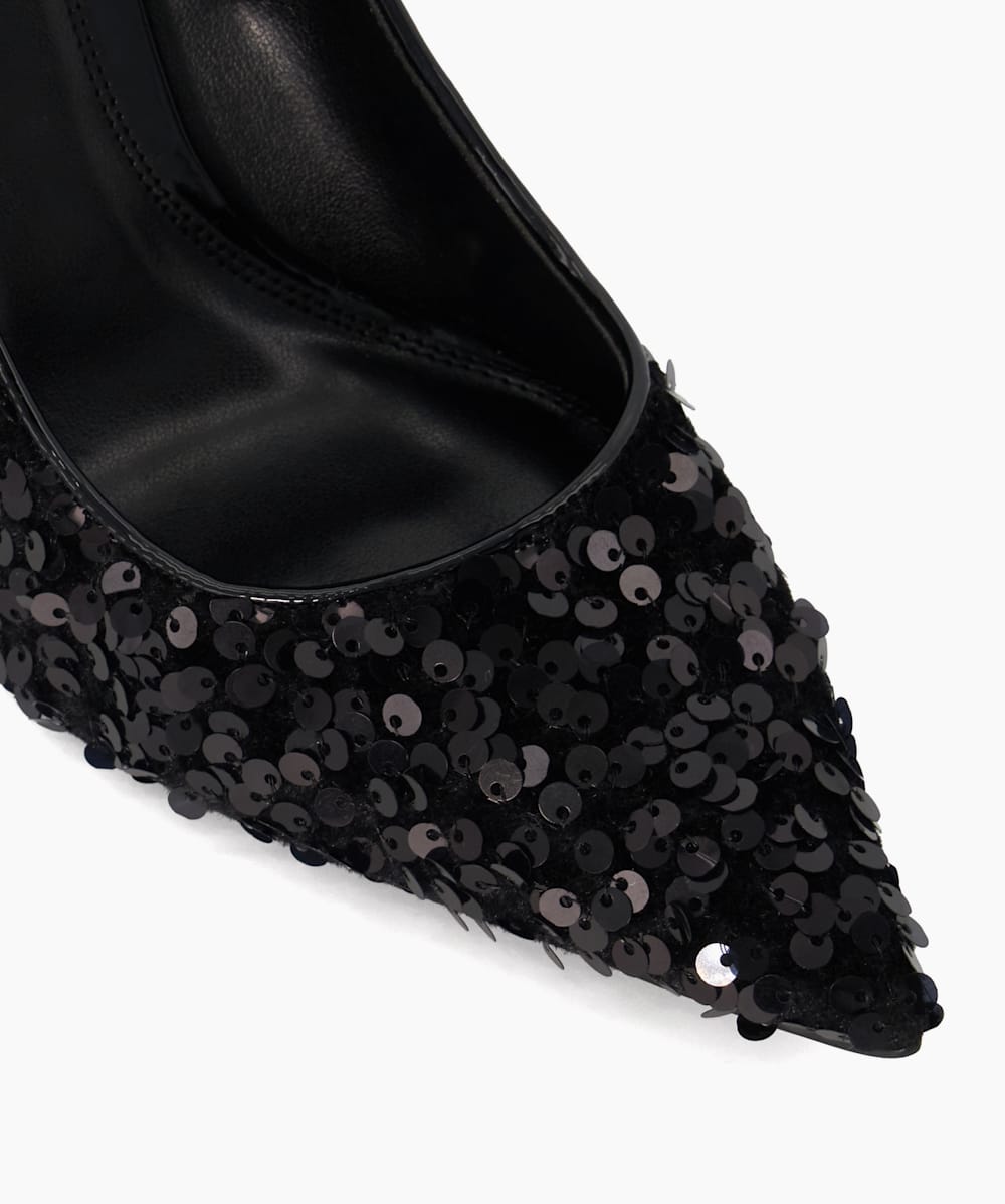 Flat black sequin discount shoes