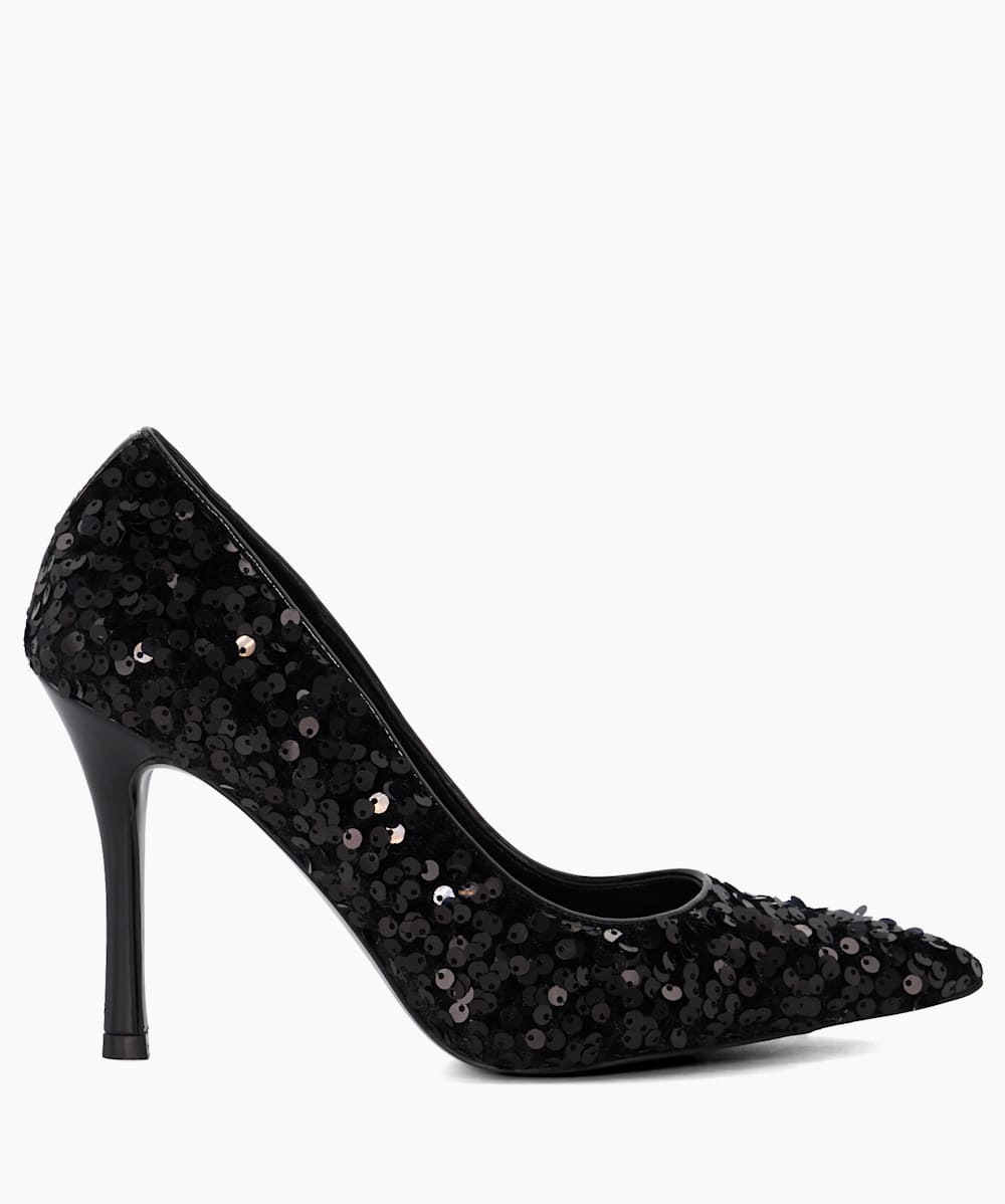 Black sparkly cheap court shoes