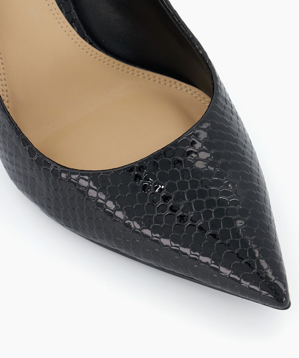 Black croc court shoes hot sale