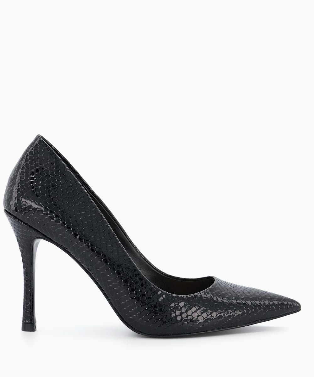 Black croc court shoes best sale