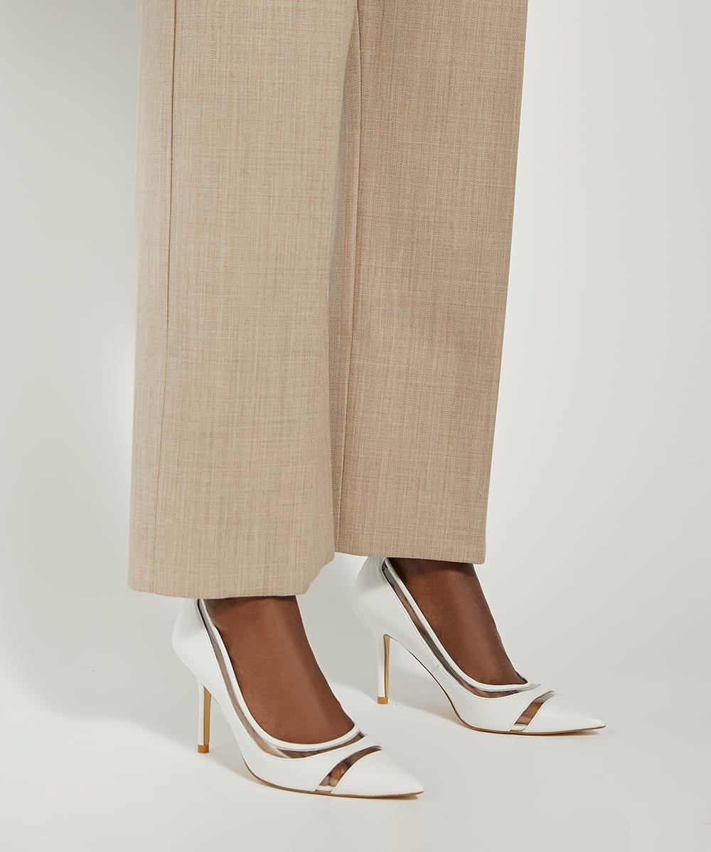 White vinyl heels on sale