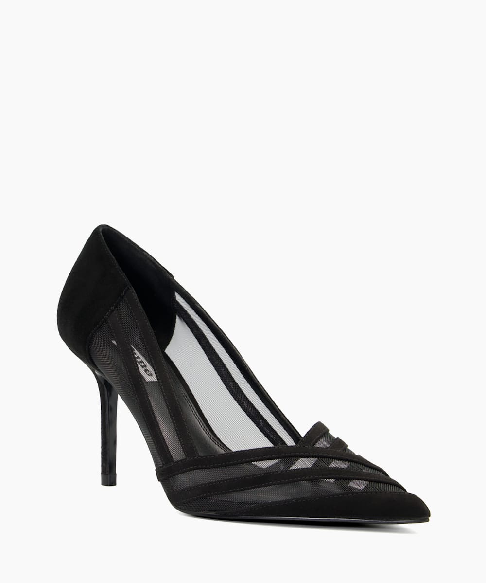 Axis Black Mesh Panel Heeled Court Shoes Dune London