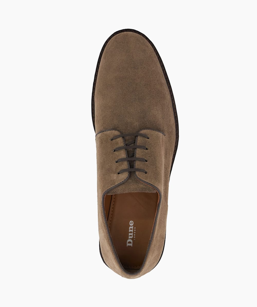 Barrett Taupe, Round Toe Lace-Up Brogue Shoes | Dune London 