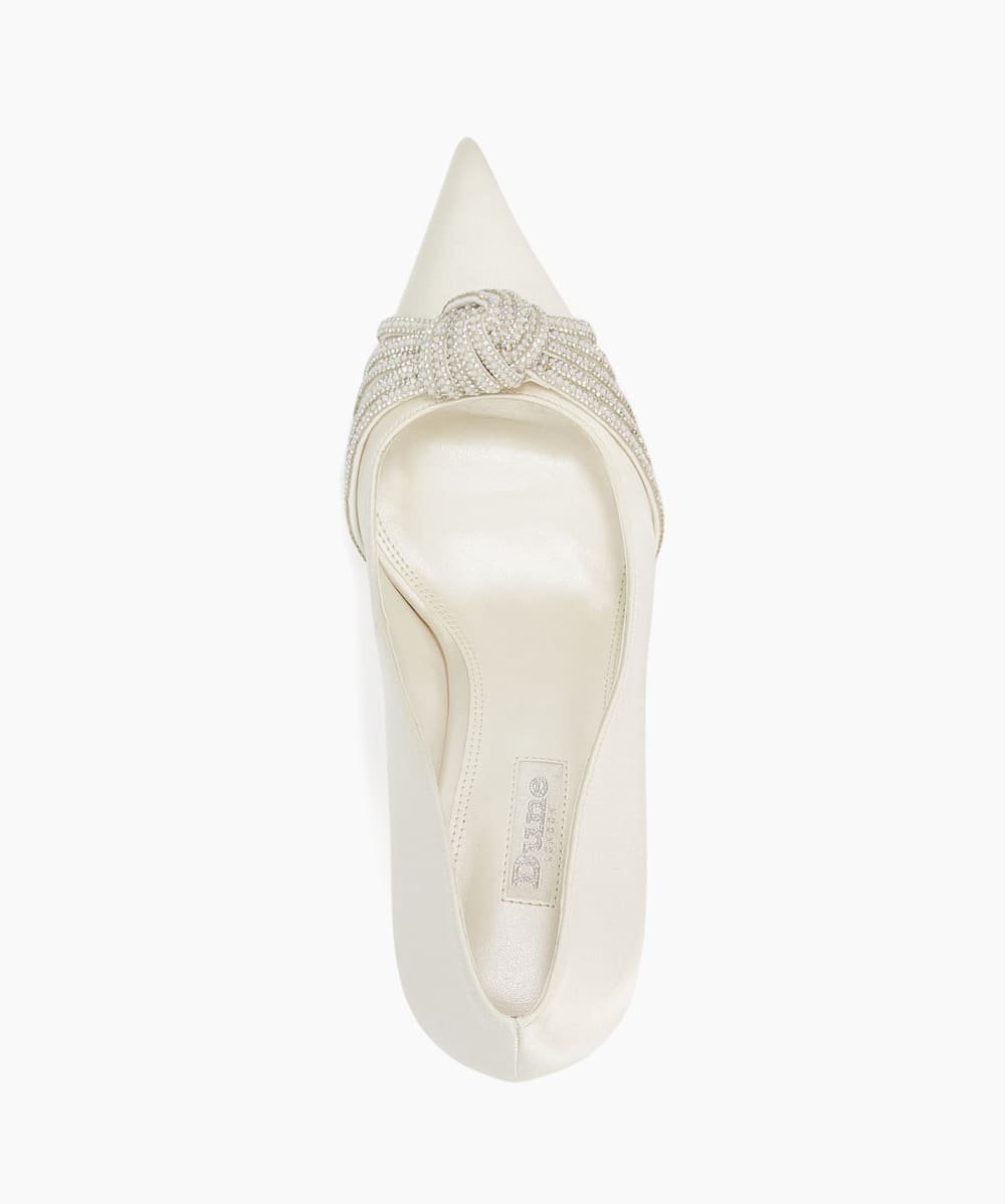Beauties Ivory Jewel Knot Detail Wedding Shoes Dune London