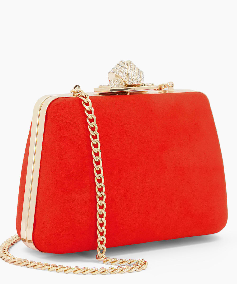 Become Orange Diamante Clasp Hard Case Clutch Dune London