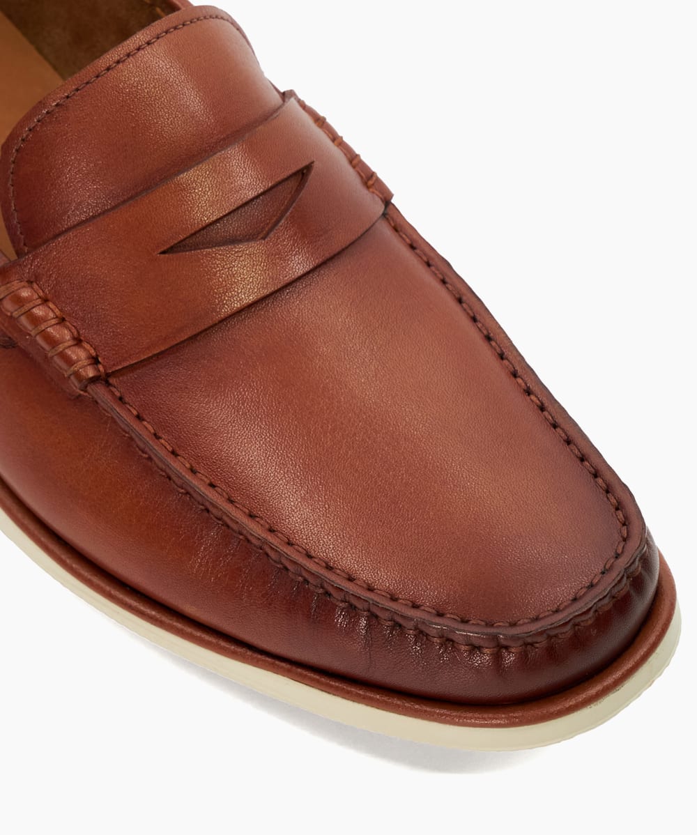 Berkly Tan Penny Trim Loafers Dune London