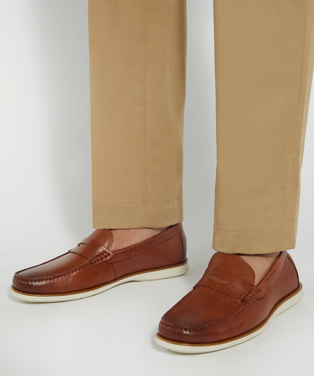 Berkly Tan Penny Trim Loafers Dune London