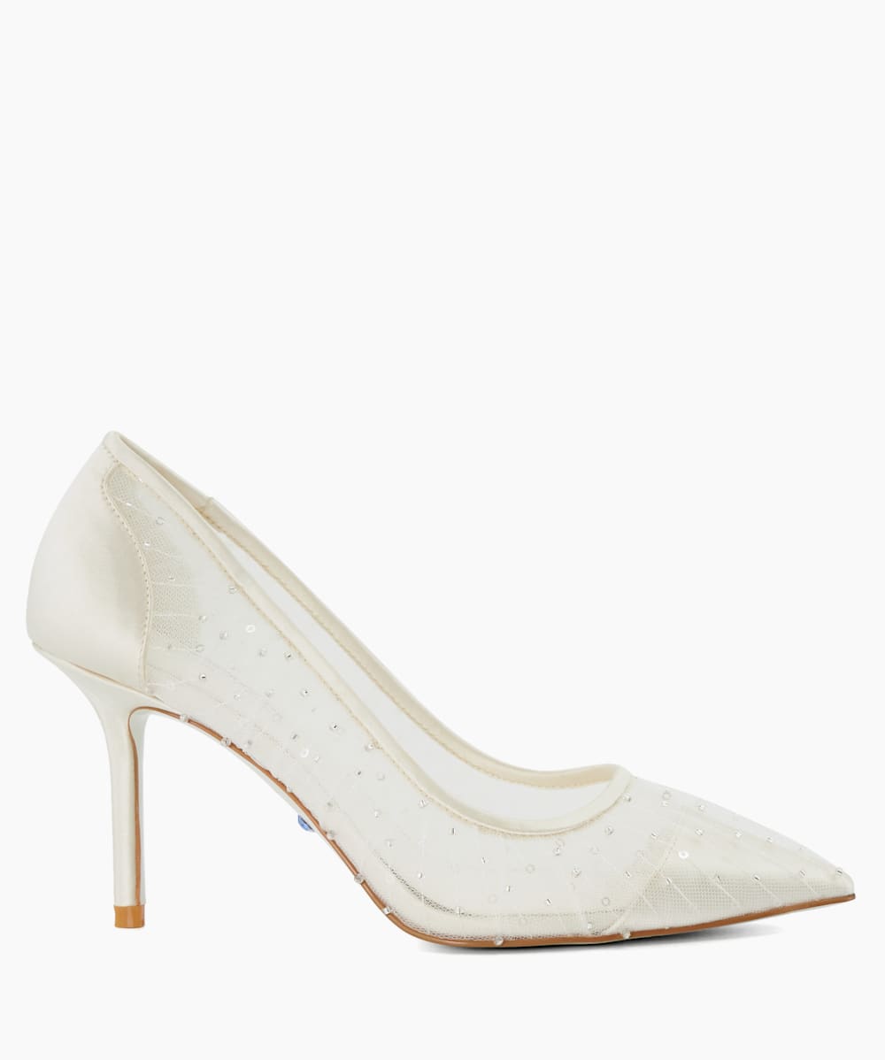 Bespoke Ivoire Escarpins de mariage plisses a sequins Dune London