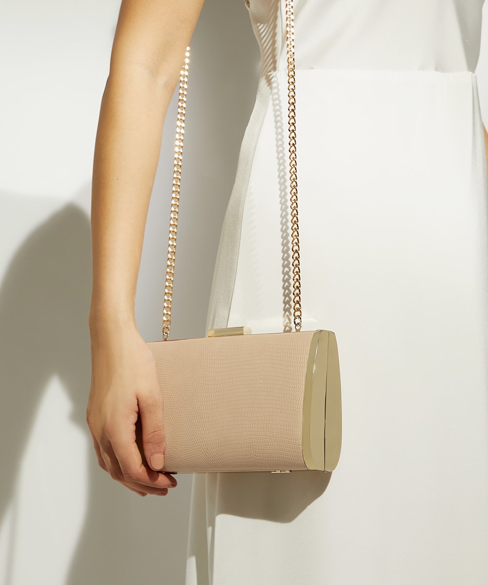 Nude clutch on sale bag with chain