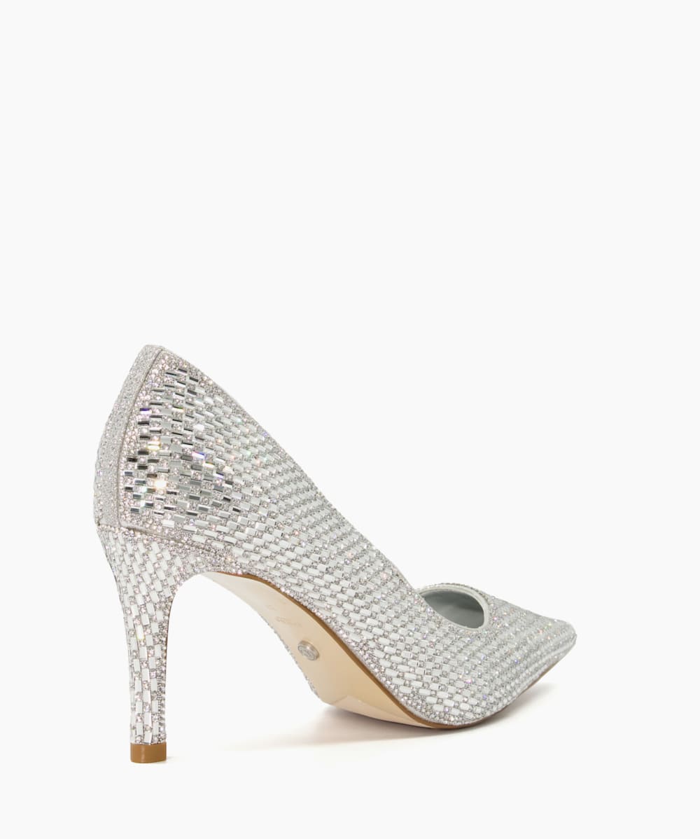 Blinding Silver Jewel Embellished Stiletto Heel Court Shoes