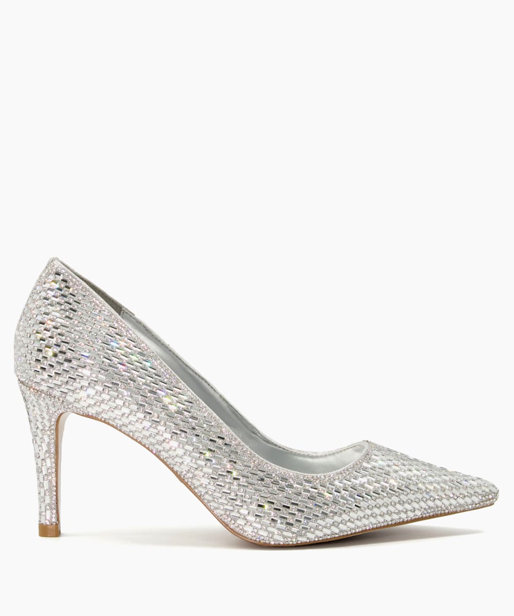 Silver sale embellished shoes