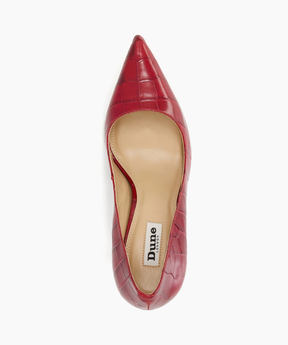 Bold Red Croc Print Leather Court Shoes Dune London