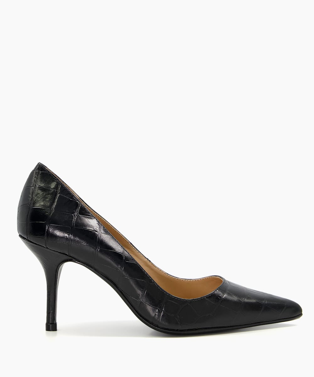 Bold Black Pointed Toe Heeled Court Shoes Dune London