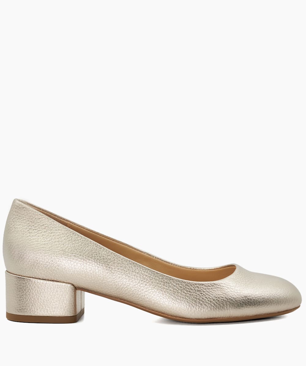 Gold pumps cheap block heel
