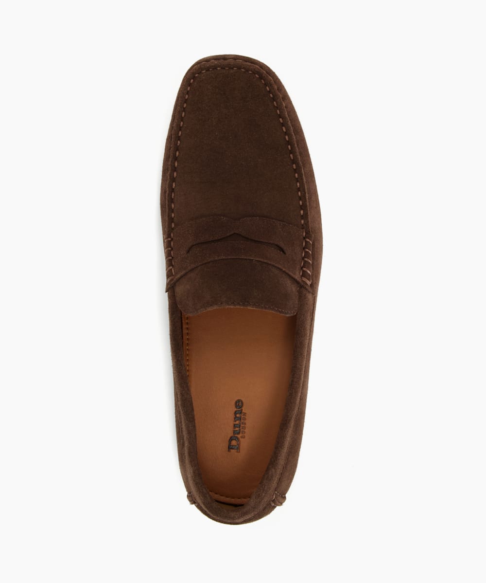 Bradlay Brown Square Toe Suede Moccasin Loafers Dune London