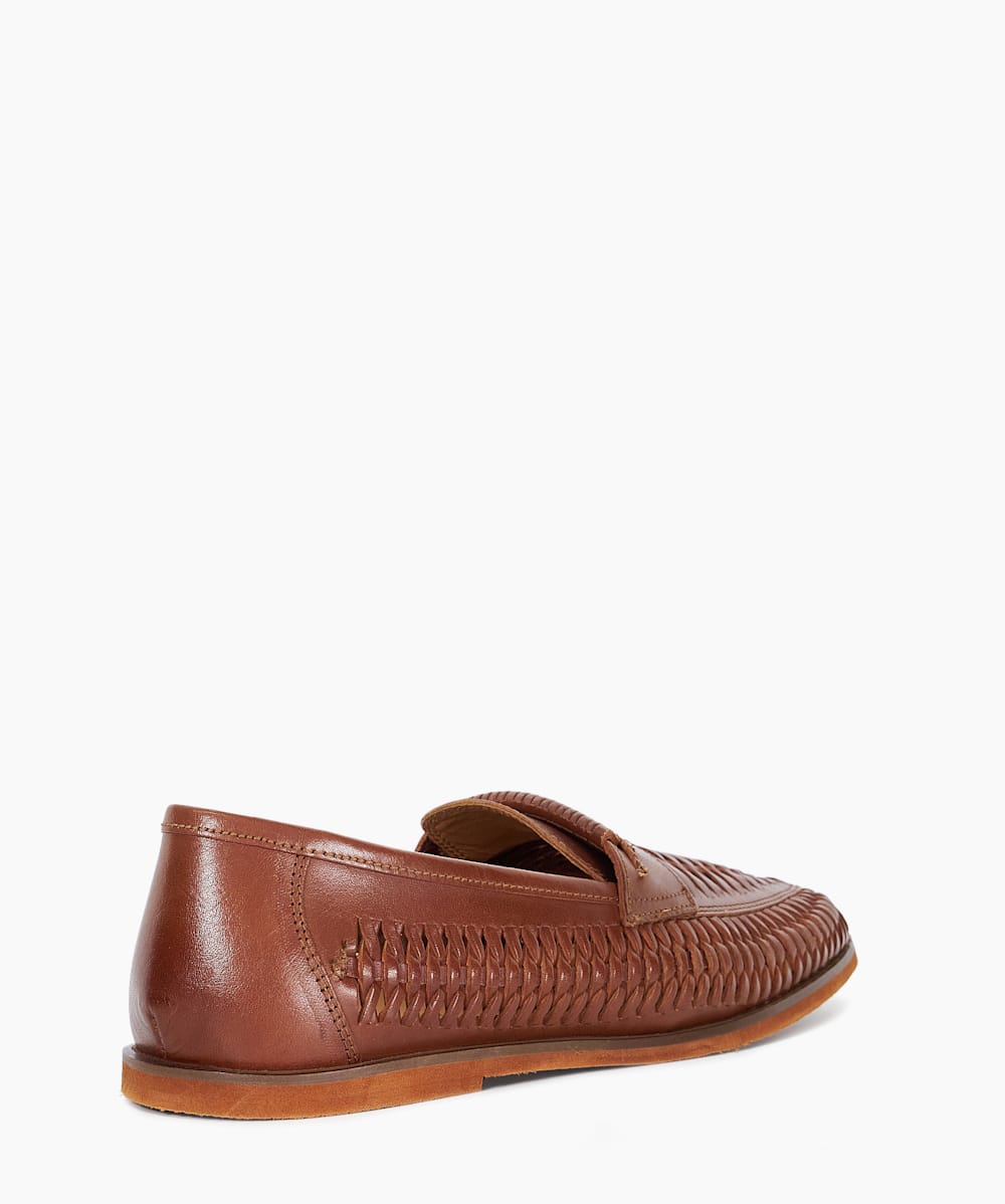 Mens tan weave loafers top