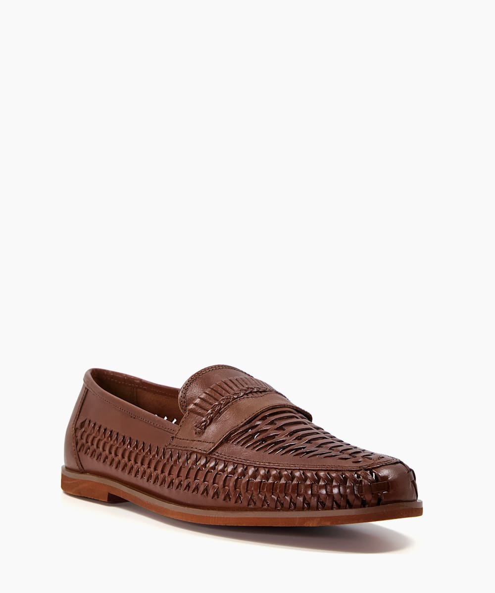Woven leather slip on shoes top