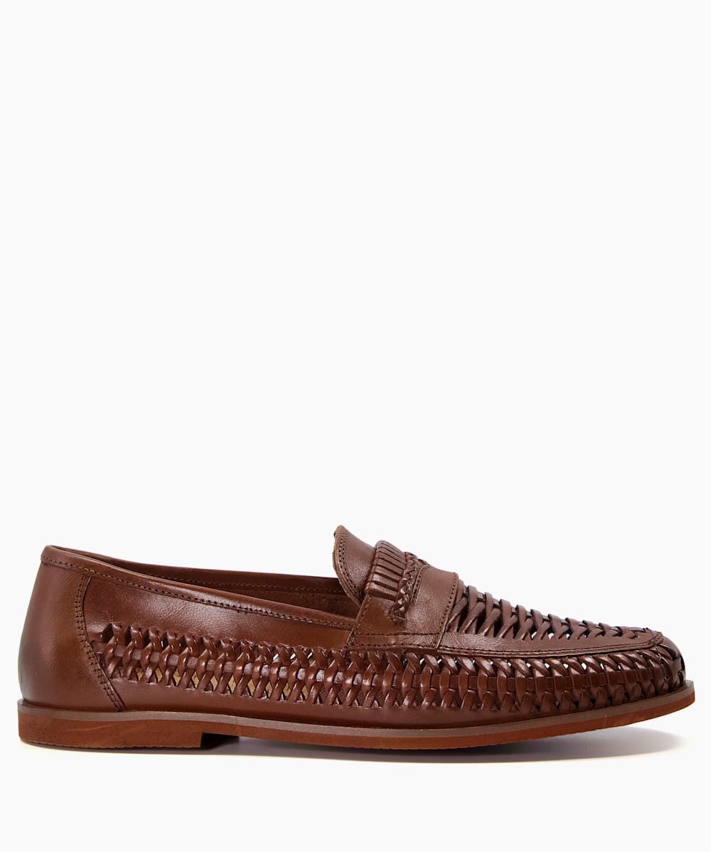 Mens woven sale leather loafers