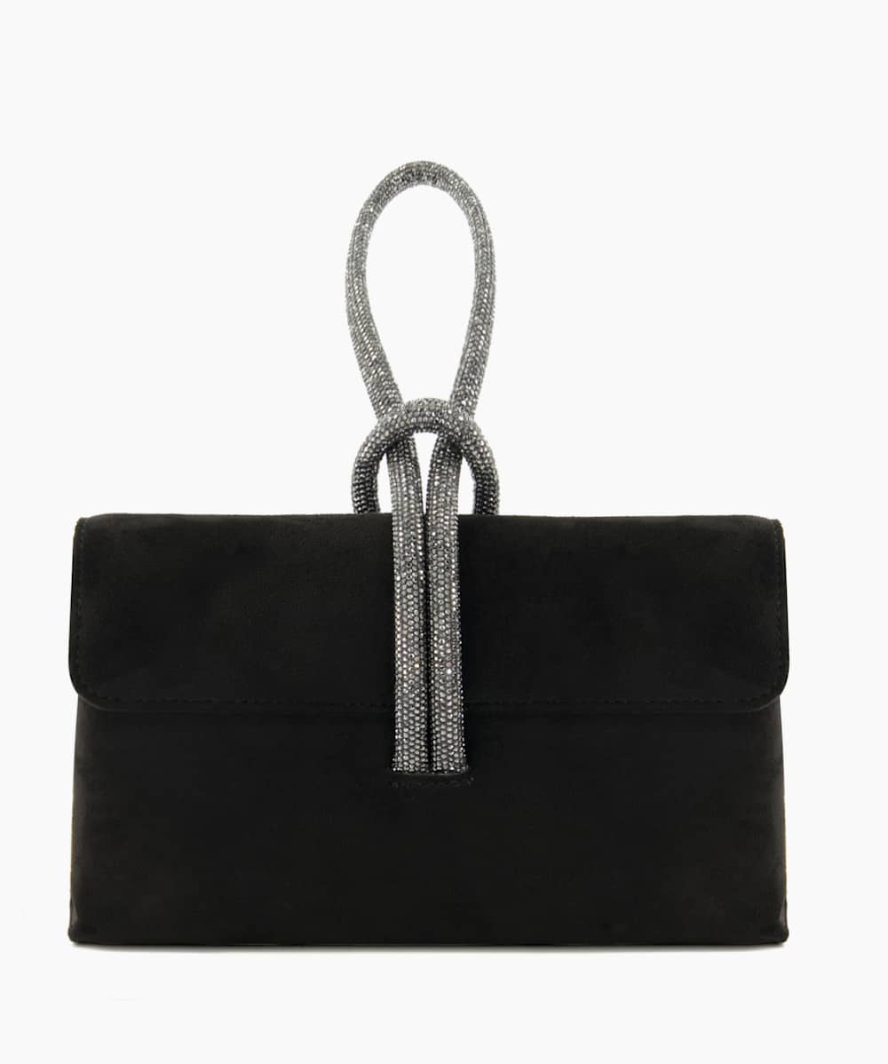 Black diamante clutch discount