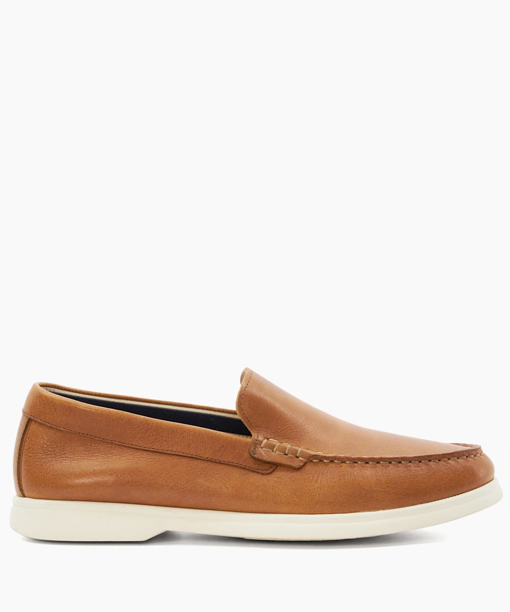 Buftonn Tan Topstitch Casual Loafers Dune London