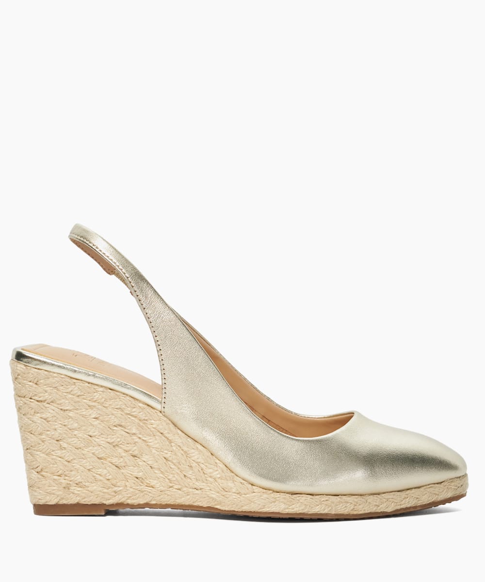 Gold slingback wedges hot sale
