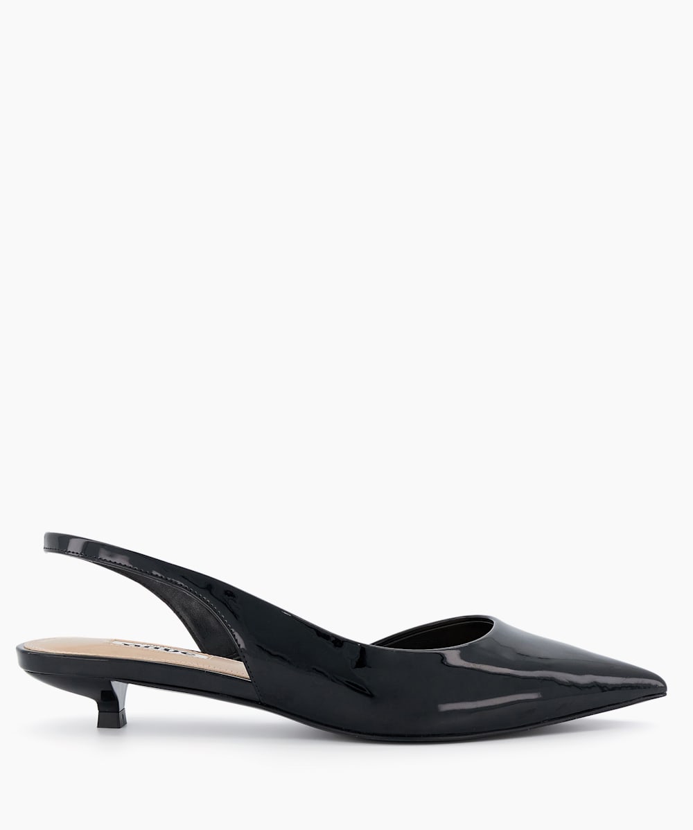 Black sling back kitten heel shoes on sale