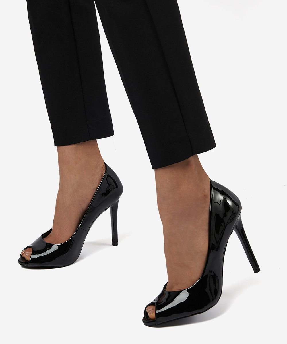 Black peep toe court top shoes uk
