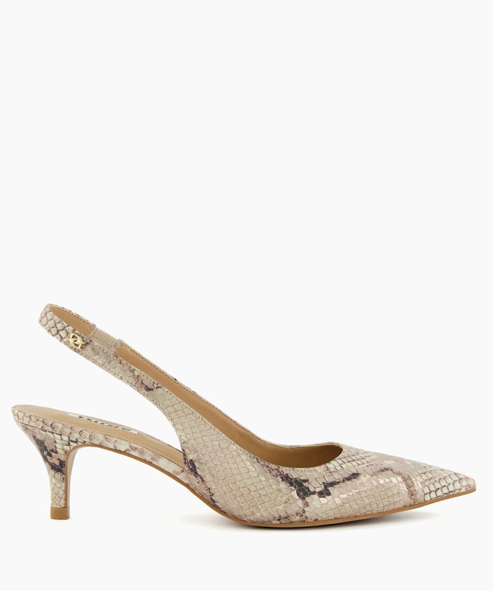 Dune top snakeskin heels