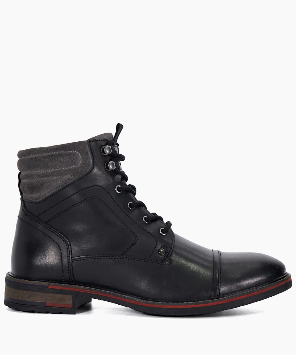 Capri Black Leather Ankle Boots Dune London