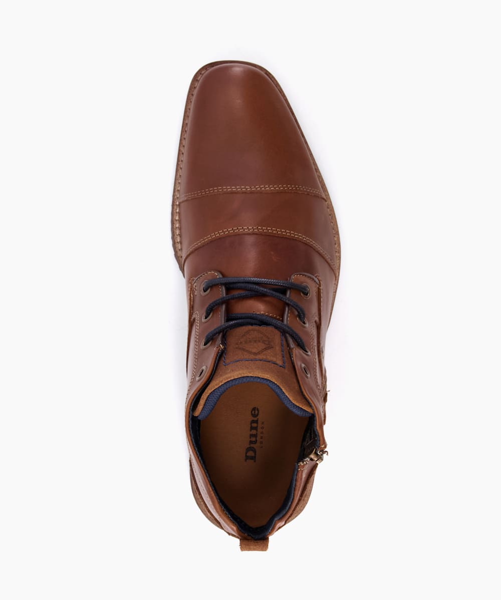 Captains TAN LEATHER Double Toe Cap Detail Leather Boots Dune